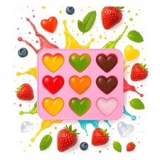 Silikonform Eiswürfel Herz - 9 Stück - Flexible Eisform für Getränke & Desserts