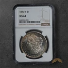 1880-S Silver Morgan Dollar $1 - NGC MS64 - San Fransisco