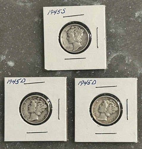 Photo of a 1945-D Mercury Dime from an eBay listing that sold on Jul 21, 2026