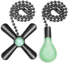 Ceiling Fan Pull Chain Set, 2Pack 3Mm Diameter Beaded Fluorescent Decorat
