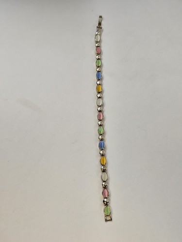 Vtg Premier Designs Tutti Frutti Art Glass Moon Glow Tennis Bracelet Fruit Salad