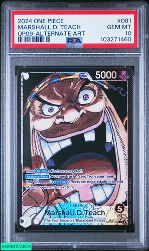 2024 ONE PIECE OP09-EMPERORS IN NEW WORLD MARSHALL D TEACH #081 ALT ART PSA 10
