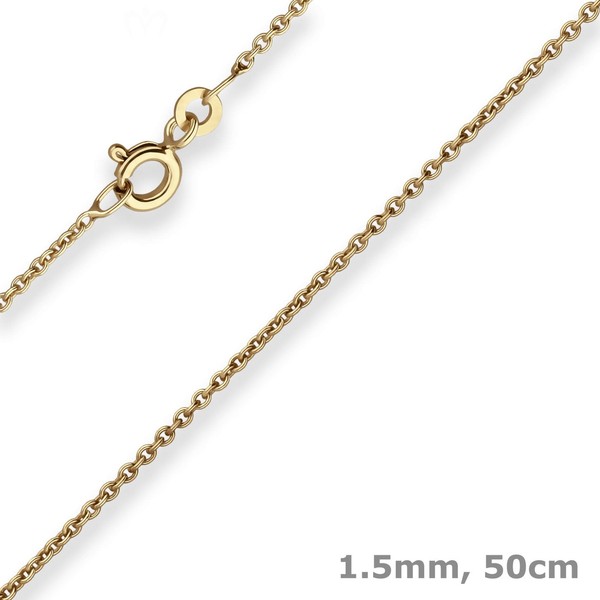 1,5Mm Rund-Ankerkette Goldkette Collier Halskette Aus 333 Gold Gelbgold 50Cm-image