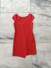 Zara Dress Orange Coral Sheath Mini Asymmetrical Hem Cap Sleeve Womens XS