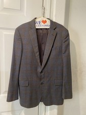 Men  s Brooks Brothers Regent Two Button Gray Plaid Wool Sport Coat Size 42 L