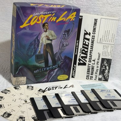 Les Manley Lost in L.A. Complete CIB Big Box IBM PC  3.5'' Vintage