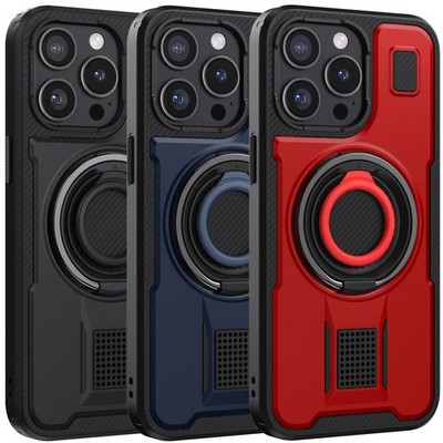 For Apple iPhone 13 Pro Max 5G Case Rubber Hard Cover Ring Kickstand Shockproof