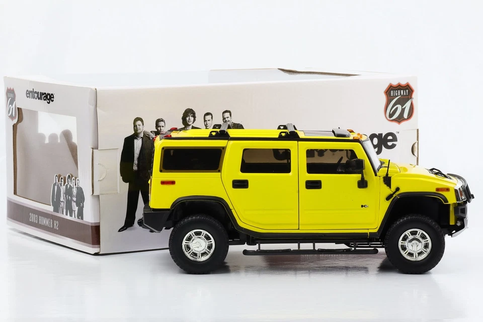 1:18 Greenlight Hummer H2 2003 Giallo TV-Serie Entourage 2004 Apertura Completa - Immagine 4 di 4