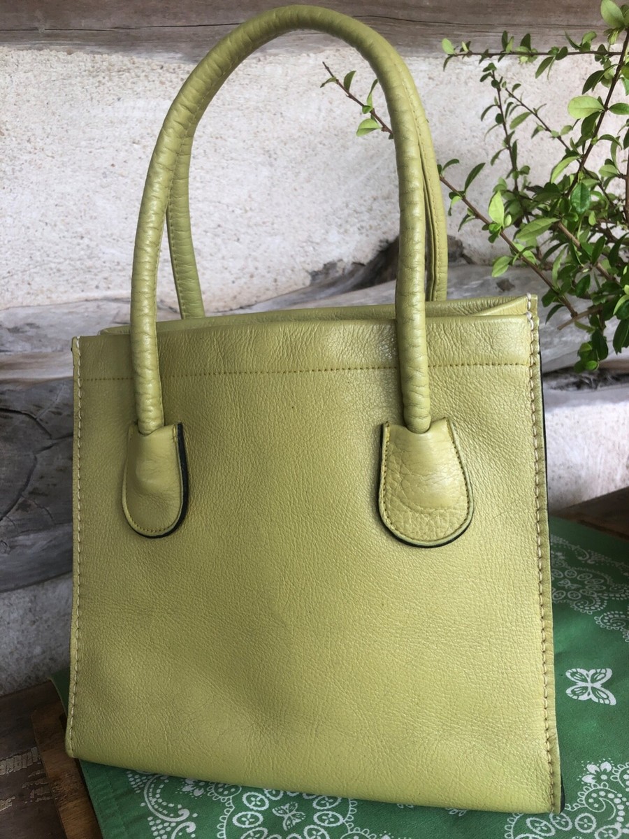 Bonnie Cashin Coach 1960's Lime Green Dinky Tote w/Interior Pocket