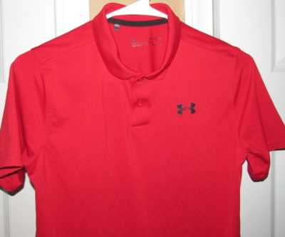 UNDER ARMOUR Boys XL 16 18 Solid Red Golf Polo Shirt Perfect Loose Heat