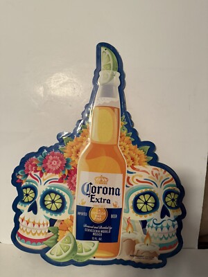 Corona Extra Beer Sugar Skull Tin Tacker 23 X 17 Inches New In Pkg Birthday Gift