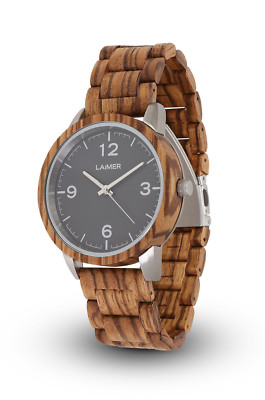 LAiMER Holzuhr Elia Herren Armbanduhr 100% Zebrano Südtirol