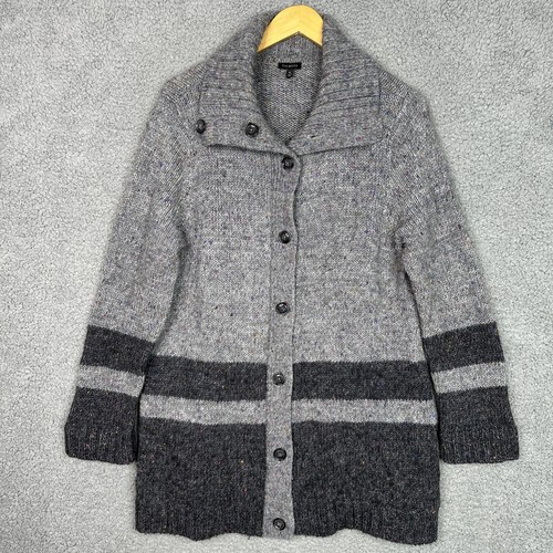 Talbots Cardigan Sweater Womens XL Gray Wool Blend Colorblock Cottagecore Button - Picture 11 of 11