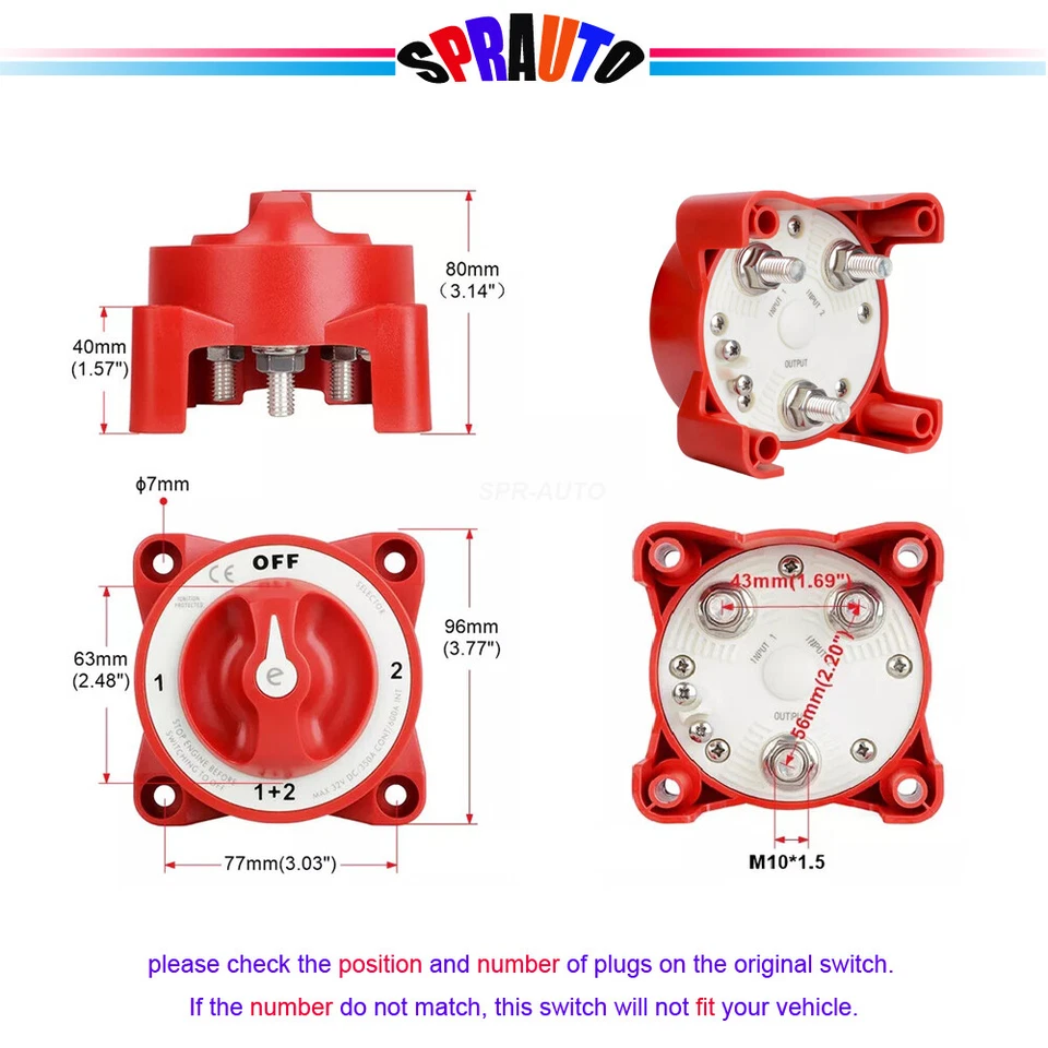 4 Position 9002e E-Series Marine Boat Battery Switch Selector W/AFD 32V 350A NEW - Изображение 4 из 4