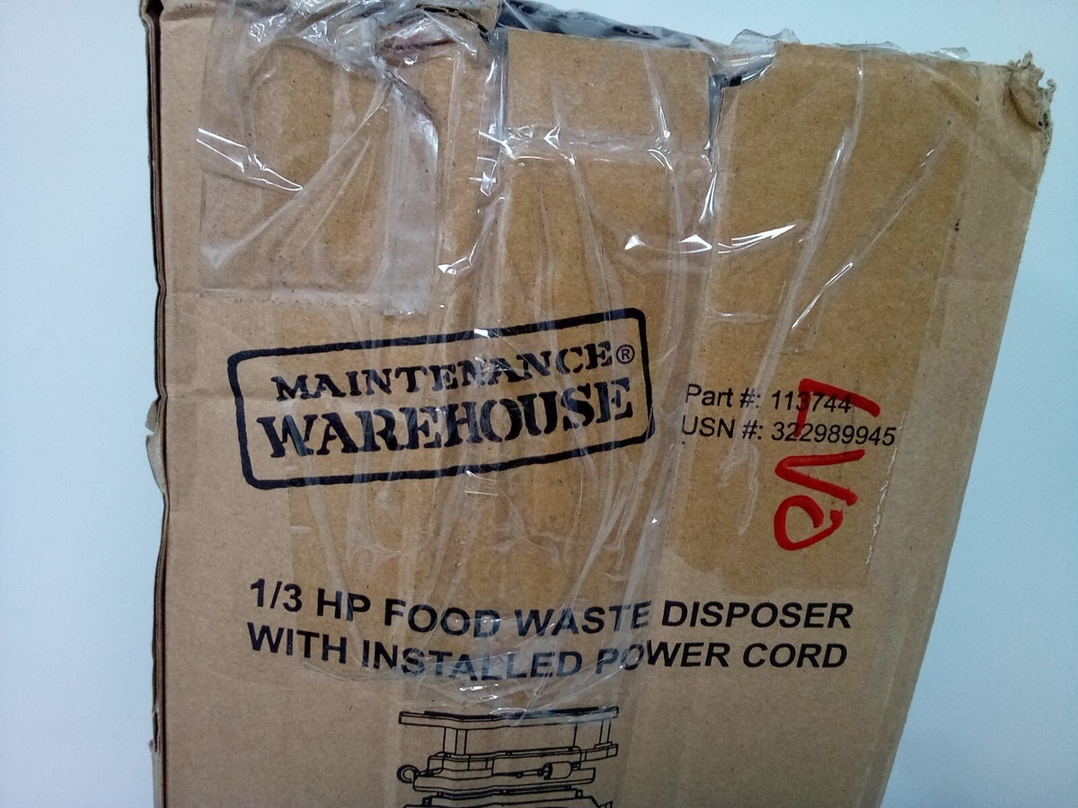 MAINTENANCE WAREHOUSE 1/3 HP GARBAGE DISPOSAL W/ POWER CORD (PART