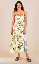 Farm Rio Brasil Frutas Linen Textured Maxi Dress Size PP XXS XS