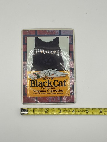 Rare Vintage Small Black Cat Virginia Cigarettes Tin Sign Postcard - Picture 6 of 6