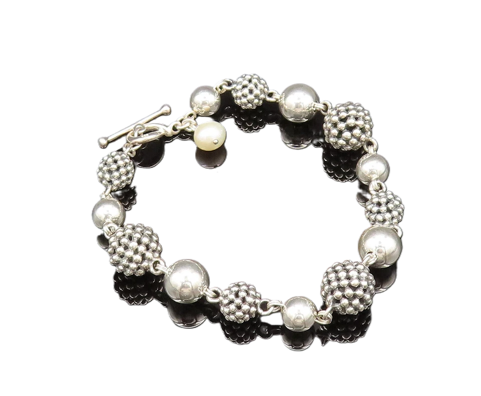 Pulsera MICHAEL DAWKINS PLATA 925 vintage perlas cultivadas y cuentas BT9788 Foto 2 de 4
