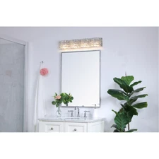 Crystal Wall Sconce Light Fixture Chrome Living Room Bedroom Bathroom Vanity 26"