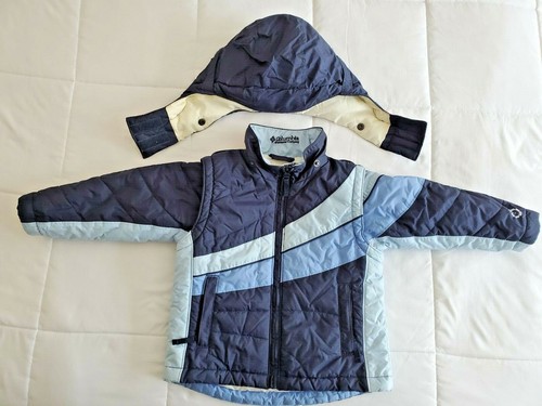 Columbia Blue Hooded Jacket/Coat With Removable Sleeves & Hood-Child Size 4-GUC