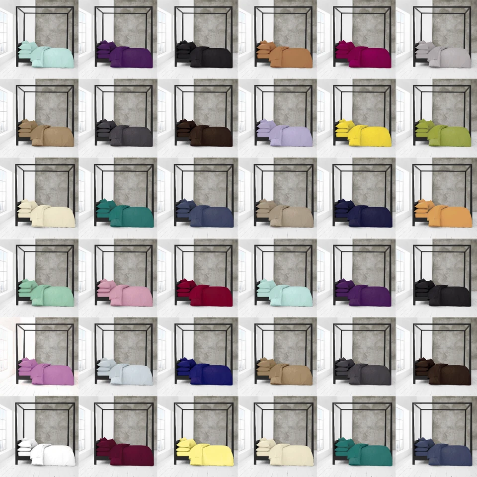 Plain Dyed Duvet Cover Quilt Bedding Set With Pillowcase Single Double King S/K