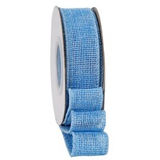 Baby Blue Burlap Ribbon 1 Inch Solid Ribbon with Wired Edge for Easter Baby S...
