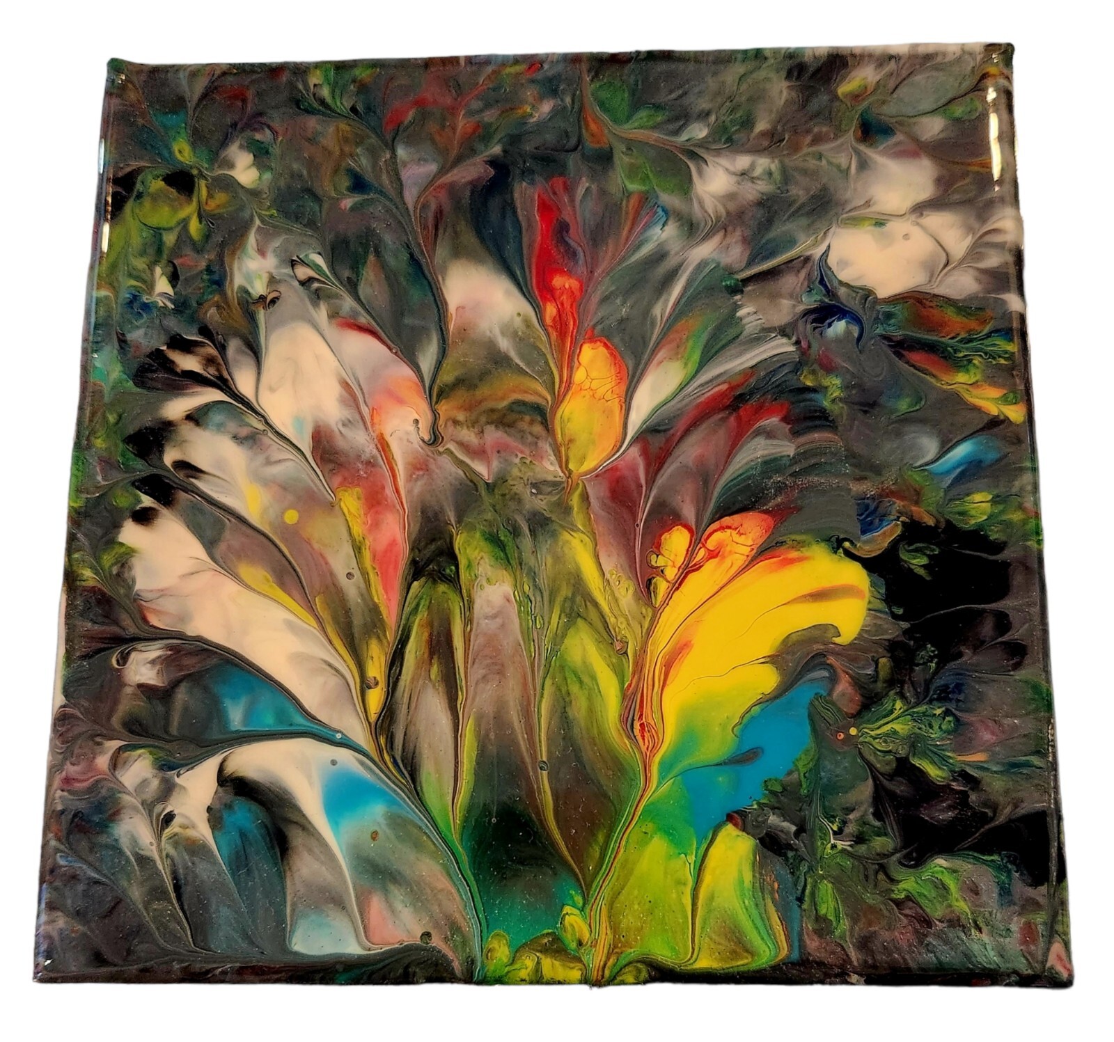 Set of 4 Unframed 6" x 6" Resined Abstract Acrylic Canvas Art eBay