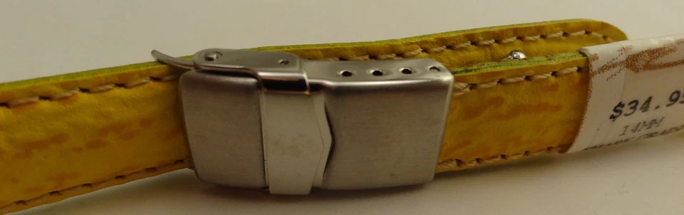 Nuevo ZRC Francia Amarillo Damas Tiburón 14mm Correa de Reloj Acero Seguridad Cierre Sealock Foto 3 de 4