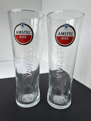 2 x Amstel Pint Gläser Nagelneu Hausbar Kneipe Brandneu