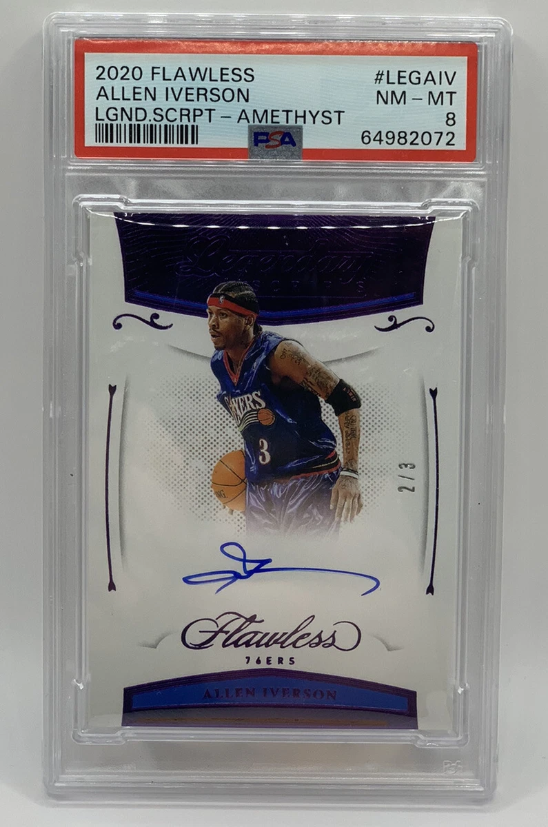 2020-21 Flawless Allen Iverson Auto /3 Jersey Match PSA 8 LGND Scripts Amethyst