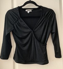 EUC Vintage Parameter Black Top 3/4 Sleeve V-Neck Woman’s Sz Small Made In USA