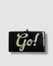 $995 Edie Parker Women's Black Acrylic Vanity-Mirror Box Case Clutch Hand Bag