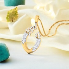 Stunning 0.66 Cts F/VS1 Round Brilliant Cut Diamonds Necklace 14K Yellow Gold