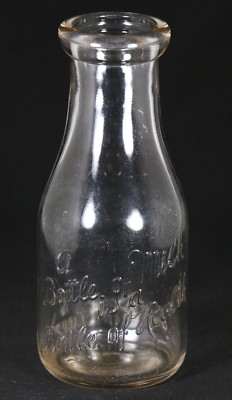 Antique 1914 Glass Milk Bottle  