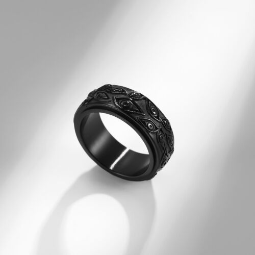 Vintage Evil Eye Devil's Eye Spinning Ring Titanium Men Women Retro Spinner Band - Picture 8 of 12