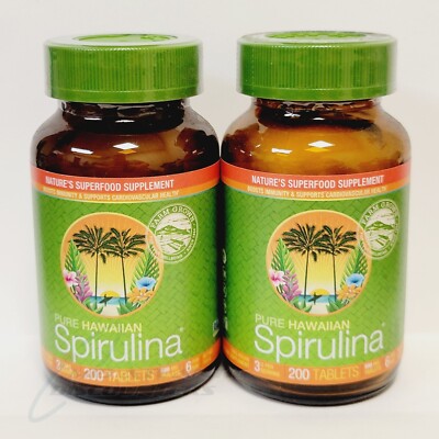2 Nutrex Hawaii Pure Hawaiian Spirulina  Dietary Supplement, 500 mg, 400 Tablets