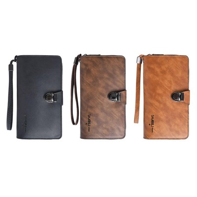 Fashionable Men's Long Coin Purse Multi Card Soft Leather Wallet d