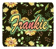 Personalized Brown Floral Mouse Pad Neoprene Custom Monogrammed Mousepad Retro