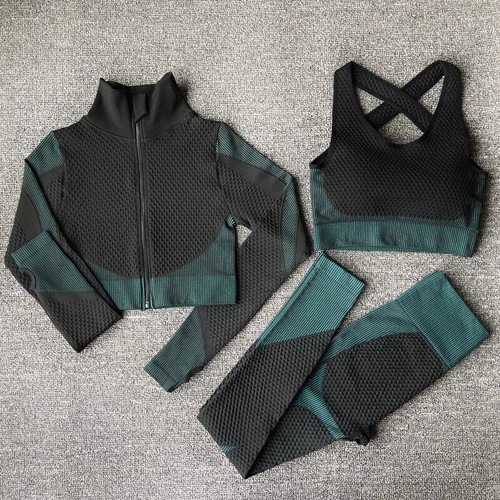 Seamless Yoga Sets Sport Gym Anzüge Wear Laufkleidung Fitnessanzug Langarm - Bild 14 von 35
