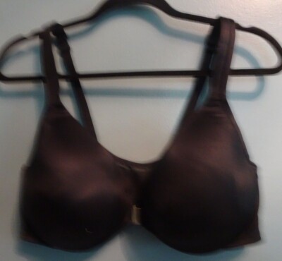 Lane Bryant Cacique 40DD Black Lace Back Satin Front Close Full Coverage Bra
