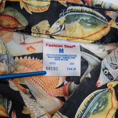 Fashion Seal Hawaiian Shirt Mens Medium Tropical Fish All Over
