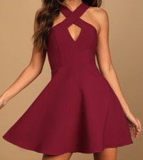 Lulus Norma Magenta Skater Dress Size Medium