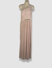 $460 Adrianna Papell Women's Pink Embellished Lace One-Shoulder Gown Size 12