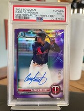 2022 Bowman Chrome Carlos Aguiar 1st Prospect Purple Refractor Auto #/250 PSA 9