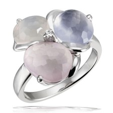 Goldmaid Damenring 925 Sterlingsilber echter Mondstein Chalcedon Rosenquarz NEU
