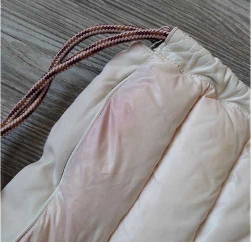 MONCLER Seashell Backpack Down Puffer Bag White Leather - Picture 7 of 10