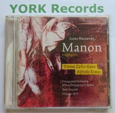 MASSENET - Manon highlights FOURNET / ZYLIS-GARA / KRAUS / PATRICK - Ex CD GLH