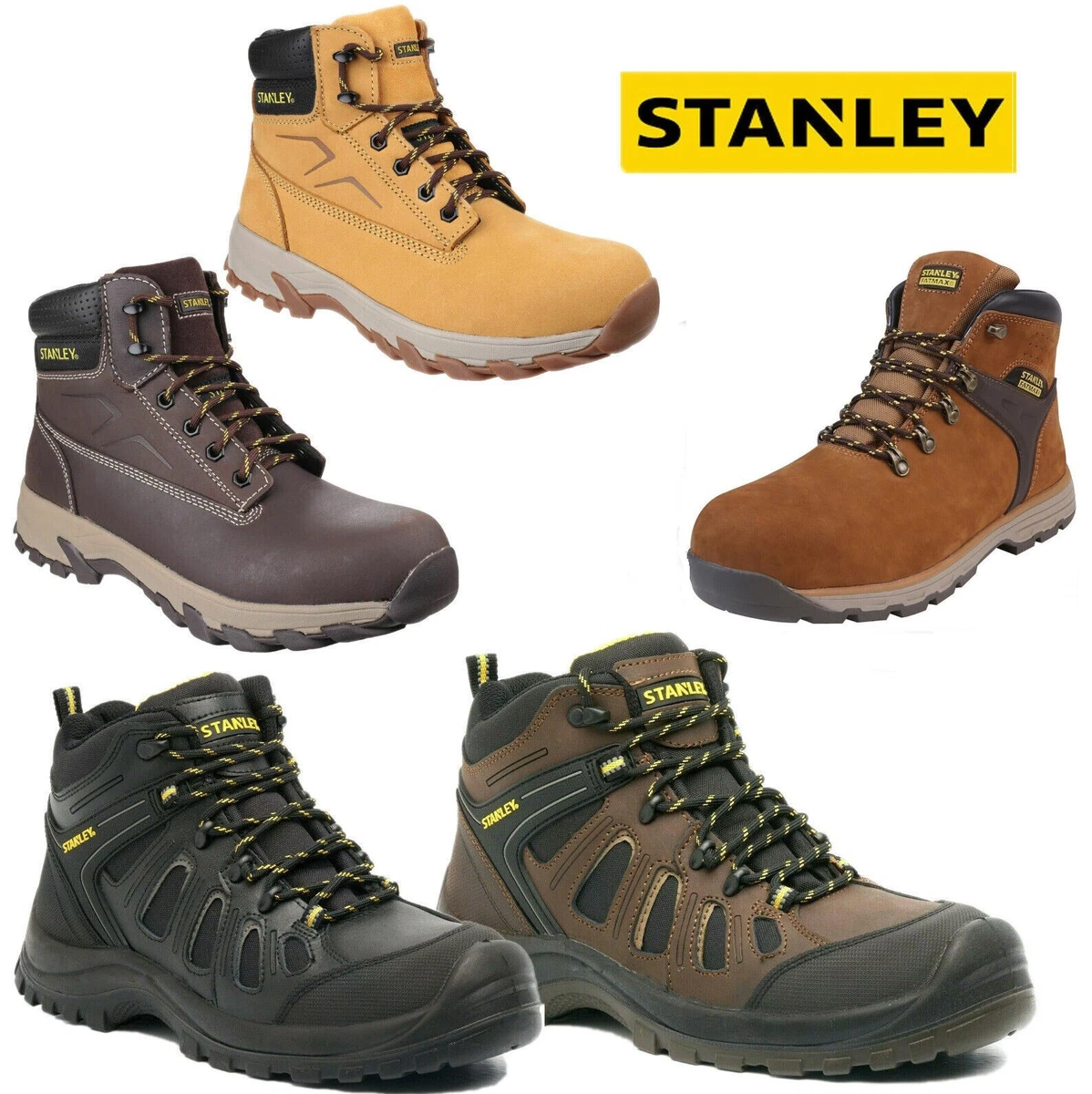 NEW MENS STANLEY LEATHER SAFETY BOOTS WORK STEEL TOE CAP SHOES TRAINERS  HIKING