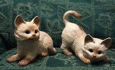 Beautiful Cream & Brown Siamese Kittens with Blue Glass Eyes Ornaments