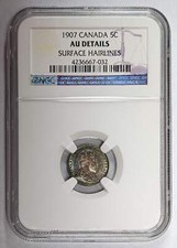 1907 Canada 5c NGC AU Details